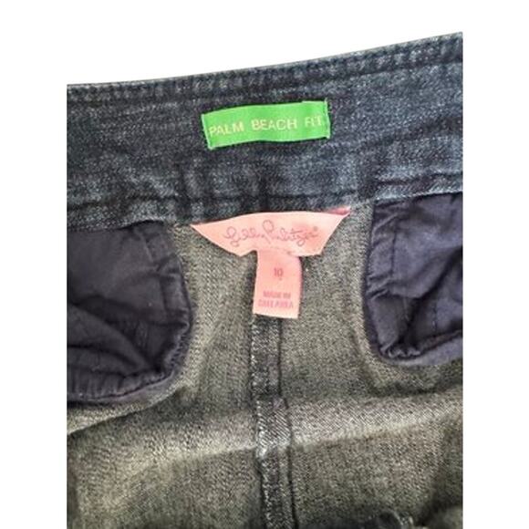 Lilly Pulitzer Palm Beach Jeans Size 10 - Dark Denim Pants-Missing top button - Picture 2 of 8